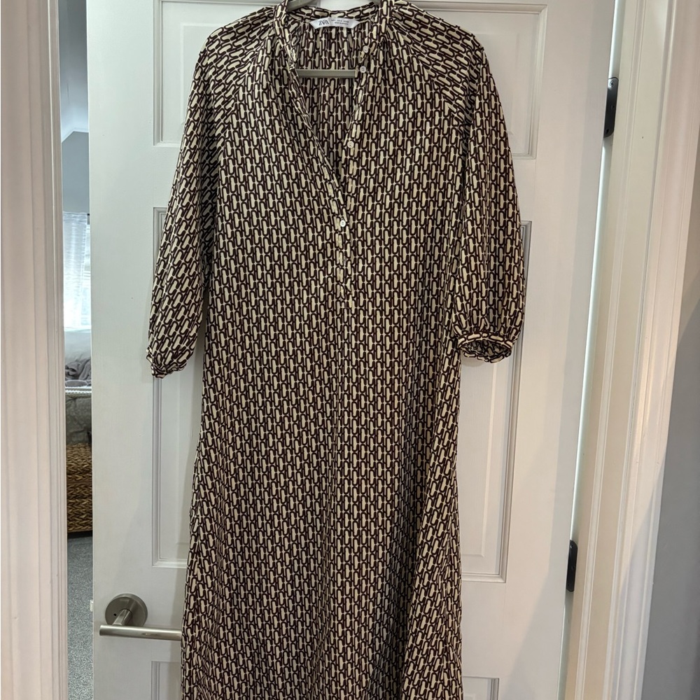 Elegant Brown Patterned Dress